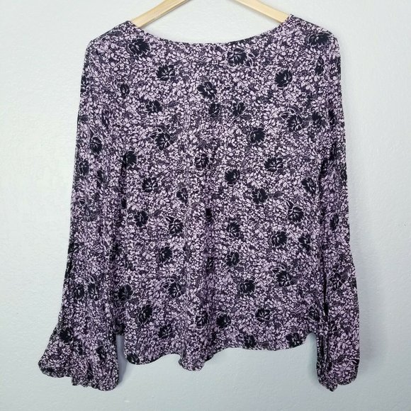 BP Black and Purple Floral Blouse - Picture 6 of 6